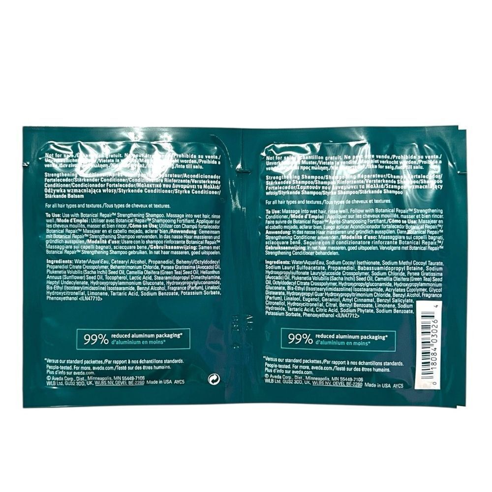 10 Packs Aveda Botanical Repair Strengthening Shampoo And Conditioner Sample Duo - Picture 3 of 10
